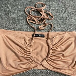 SHEIN Rose Gold Crop Top with Ruched Design